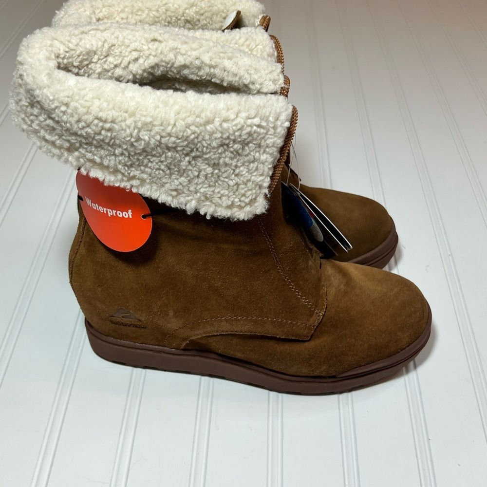 Ozark Trail Women's Brown Leather Shearling Winter Boots NWT